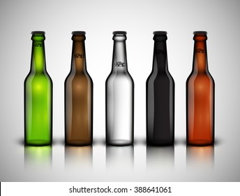 Realistic Beer Bottle Set, Vector
