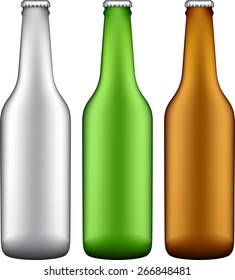 Realistic beer bottles templates on a white background