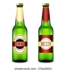 Realistic Beer Bottles : Vector Illustration