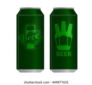 Realistic beer can vector illustration. Template