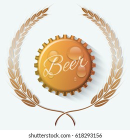 Realistic Beer Cap. Vector Illustration.