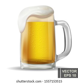 realistic beer mug. Alcoholic drink. Bright. Isolated object. For your design.