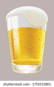 Realistic beer mug and beer bubble vector graphic