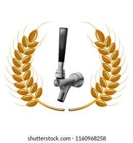 Realistic Beer Tap and Barley Object Vector Stock