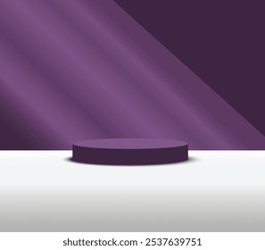 Conjunto de pedestal de podio de cilindro y cubo 3D beige realista con fondo de luz natural. Escena mínima de la pared para el escaparate de la etapa de los productos, exhibición de la promoción.