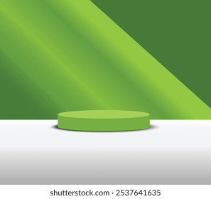 Cubo 3D bege realista e pedestal de pódio cilindro com fundo de luz natural. Cena de parede mínima para a mostra de palco de produtos, exibição de promoção.