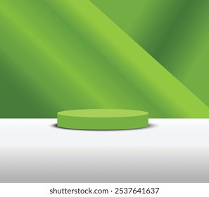 Realistic beige 3D cube and cylinder podium pedestal set with natural light background. Minimal wall scene for products stage showcase, promotion display.