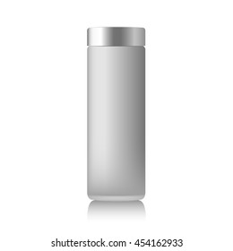 Realistic beige cosmetic cream container. Mock up bottle. Gel, powder, balsam. Containers for bulk mixtures.