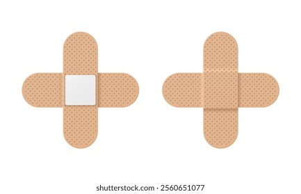 Realistic beige medical plaster for bandages, wounds, calluses.Vector illustration on a white background.