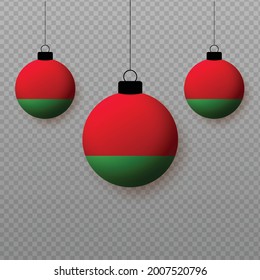 Realistic Belarus Flag with flying light balloons. Decorative elements for national holidays.