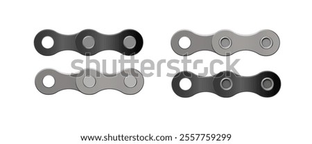 Realistic bicycle chain links. silhouette for bike chain. Cycling line pattern. Motorcycle chain symbol. Chain machine sign. Vector