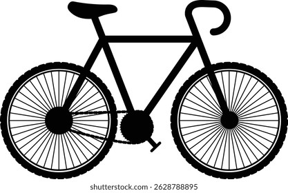 A Realistic Bicycle icon symbol for web page design, city transport, or sports travel vector silhouette illustration.