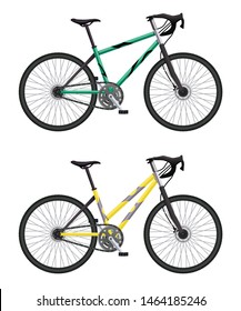 Realistic bicycle set with two different models of mtb hardtail bike isolated images on blank background vector illustration