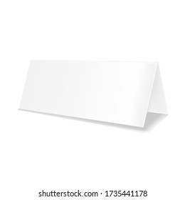 Realistic bifold paper brochures on white background with soft shadows. White booklet template. Business card design or flyer mock-up. Vector illustration.