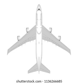 realistic big passenger airplane. view from above.