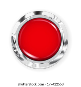 Gran Botón rojo realista con borde metálico