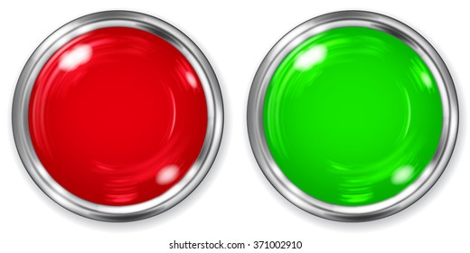 Realistic Big Green Button Metallic Border Stock Vector (Royalty Free ...