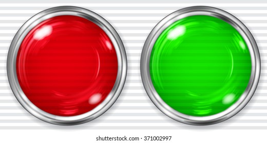 Realistic Big Green Button Metallic Border Stock Vector (Royalty Free ...