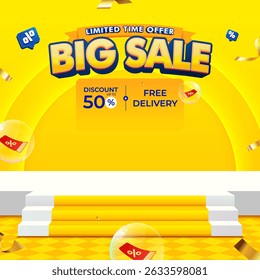 Realistic big sale background for advertising and social media promotion