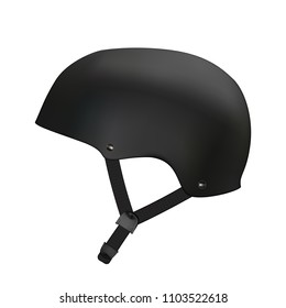 Realistic bike helmet. Black hard hat isolated on white background. Vector eps10