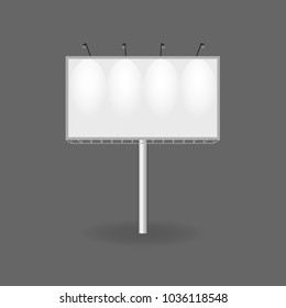 Realistic billboards and outdoor advertising. Designs fashionable outdoor billboards advertising, layout template presentation. Blank poster, retail signs, mockup stand. Vector illustration.