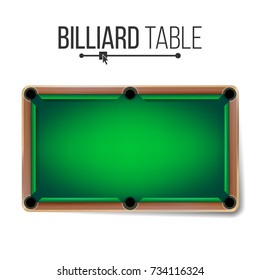 Realistic Billiard Table Vector. American Pool Table. Sport Theme. Top View. Isolated On White Illustration
