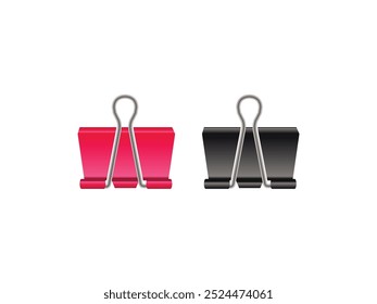 Conjunto de iconos de Clip de aglutinante realista aislado sobre fondo transparente. Vector de Clip de aglutinante de metal. Conjunto de iconos de Clip de carpeta realista con fondo transparente | Vector Metal Binder Clip