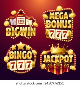 Realistic bingo game label set