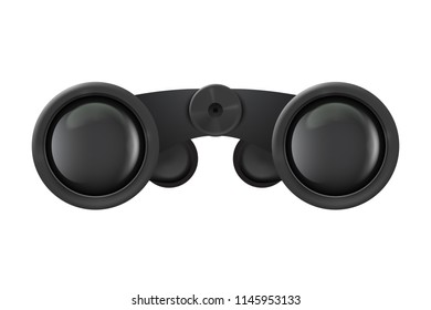 Realistic binoculars, front view, isolated on white