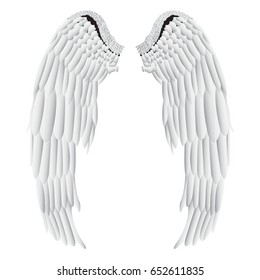 realistic bird or angle wings on white background vector illustrations