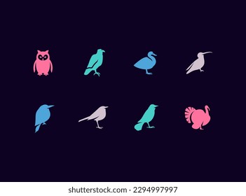 Realistic birds vector icon set. Birds simple icons collection.