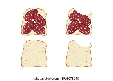 Realistic bit sandwich and bread vector illustration.