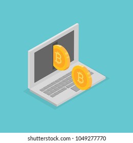 realistic bitcoin, digital currency isolate on white background. vector illustration 