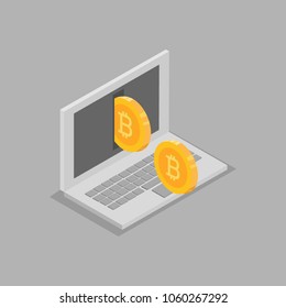 realistic bitcoin, digital currency isolate on white background. vector illustration 