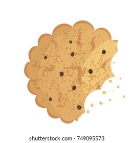   Realistic Bitten  chip cookie, cracker, biscuit. Vector illustration 
