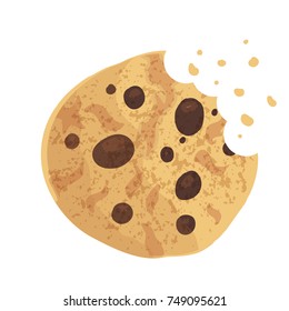   Realistic Bitten  chip cookie, cracker, biscuit. Vector illustration 