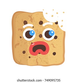   Realistic Bitten  chip cookie, cracker, biscuit. Vector illustration 