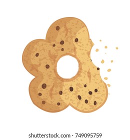   Realistic Bitten  chip cookie, cracker, biscuit. Vector illustration 