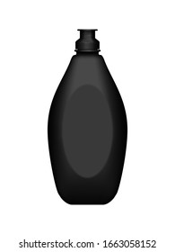 Burla realista de botellas de detergente negro 3d aisladas en fondo blanco. Ilustración vectorial para el diseño de paquetes. Plantilla para el paquete de medicina en blanco, cosmética, doméstica e higiene