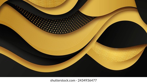 Realistic black background with golden textures vector design in eps 10