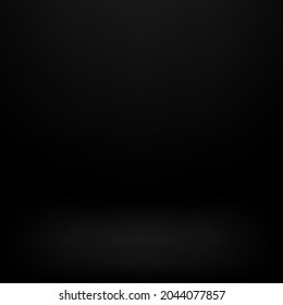 Realistic Black background. Minimal 3d shelf. Room in the 3d. Vector illustration.