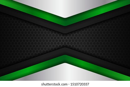 realistic black background overlapping with green color combination, futuristic wallpaper technology, can be used for backgrounds, banner, landing page, flyer. vector.