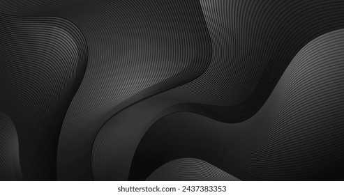 Realistic black background with wavy lines vector design in eps 10