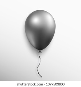 Realistic black balloon isolated on white background. Vector illustration.