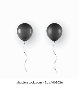 Realistic black balloon isolated on white background. Vector illustration