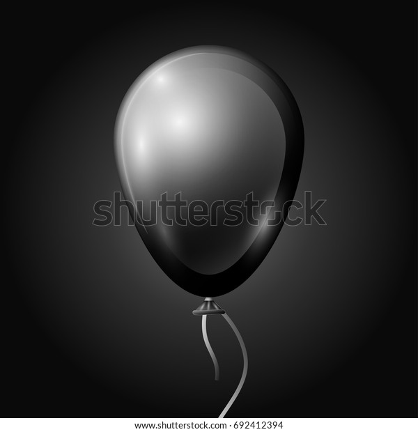 Realistic Black Balloon Ribbon Isolated On Stock Vector (Royalty Free ...