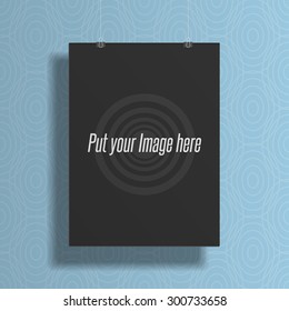 Realistic black blank mockup for your Poster Design. Vector business or art Template