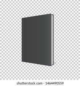 Realistic Black Book Mock Up Template on tranparency Background. Blank Cover Of Magazine. Vector Illustration.
