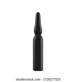 Botellas negras realistas, ampulas. 3 quinquies Contenedores médicos en blanco aislados sobre fondo blanco. Ilustración del vector