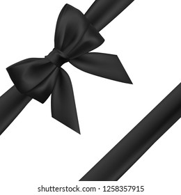 Realistic black bow. Element for decoration gifts, greetings, holidays. Vector illustration.